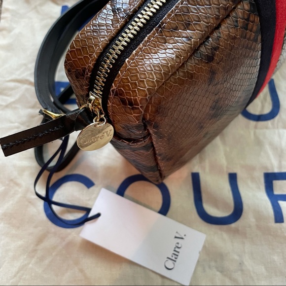 Clare V. Midi Sac crossbody in walnut python - Picture 10 of 15